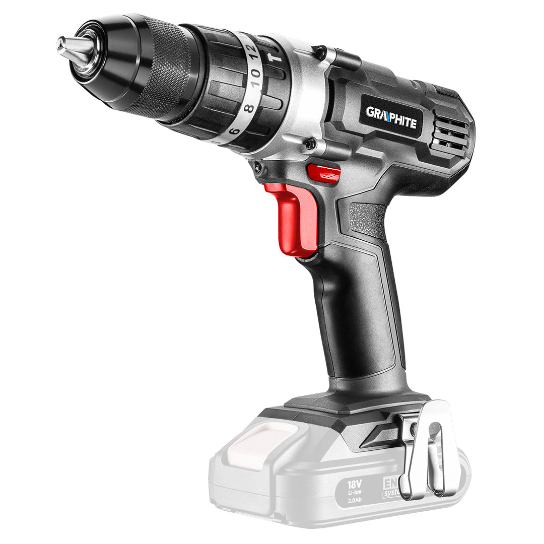 Akumulátorový vŕtací skrutkovač s príklepom Energy+ 18 V, Li-Ion, bez akumulátora od GRAPHITE nájdeš na naravis.sk