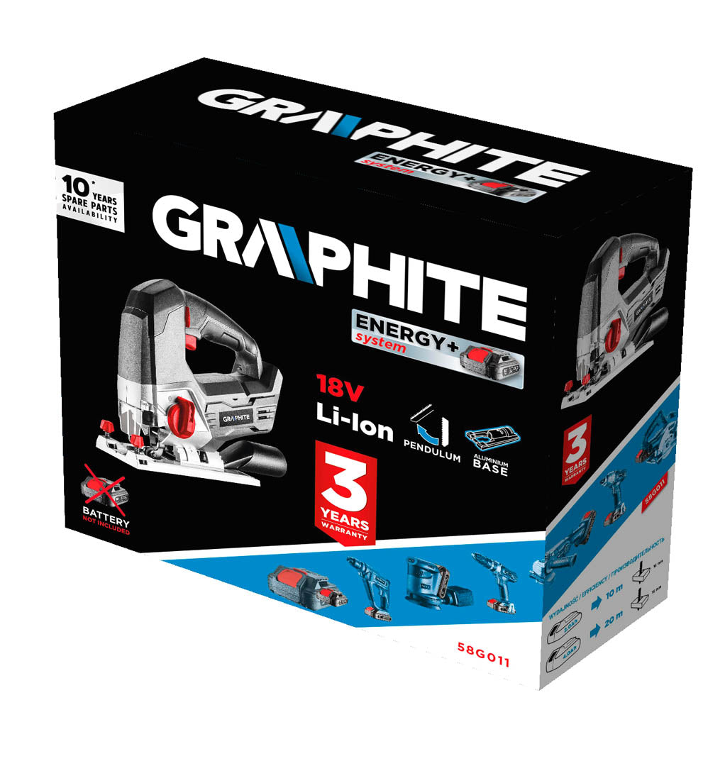 Akumulátorová priamočiara píla Energy+ 18 V, Li-Ion, bez akumulátora od GRAPHITE nájdeš na naravis.sk