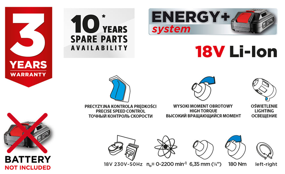 Akumulátorový uťahovač Energy+ 18 V, Li-Ion, bez akumulátora od GRAPHITE nájdeš na naravis.sk