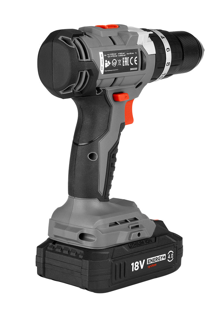Akumulátorový vŕtací skrutkovač bezkefkový s príklepom Energy+ 18V, Li-Ion, 13 mm, bez akumulátora od GRAPHITE nájdeš na naravis.sk