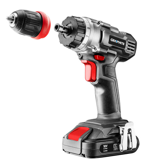 Energy+ 18V akumulátorová vŕtačka/príklepová vŕtačka, Li-Ion, 10 mm odnímateľná rukoväť, bez batérie od GRAPHITE nájdeš na naravis.sk