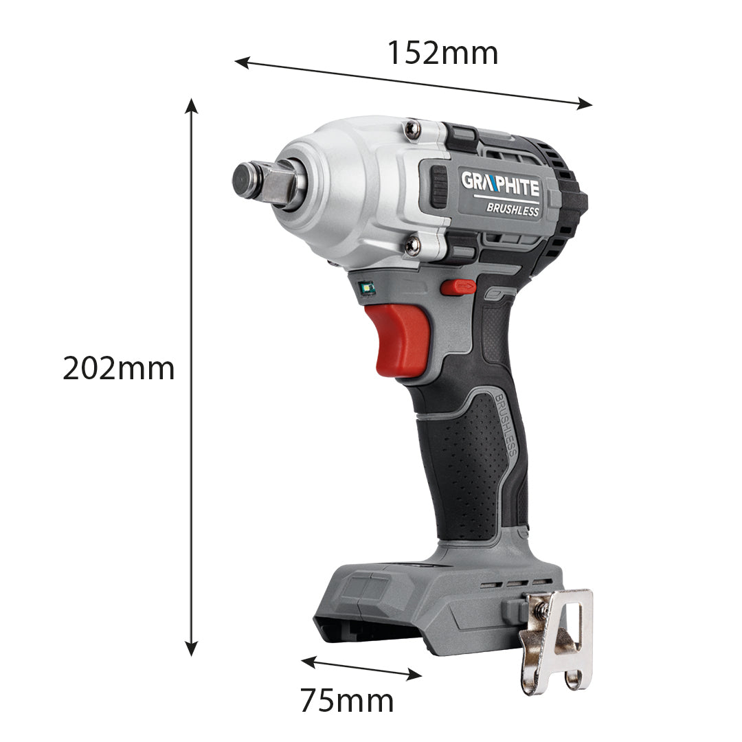 Bezkartáčový rázový kľúč 18 V, 330 Nm, ½", Energy+, bez batérie od GRAPHITE nájdeš na naravis.sk