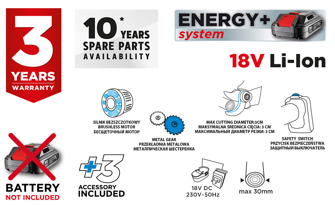 Energy+ 18V Li-lon akumulátorové nožnice, bez batérie od GRAPHITE nájdeš na naravis.sk