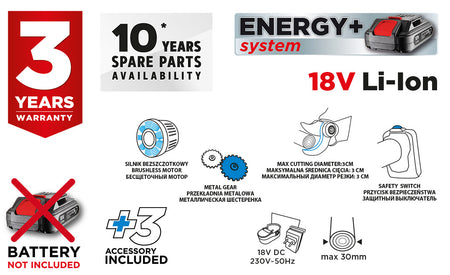 Energy+ 18V Li-lon akumulátorové nožnice, bez batérie od GRAPHITE nájdeš na naravis.sk