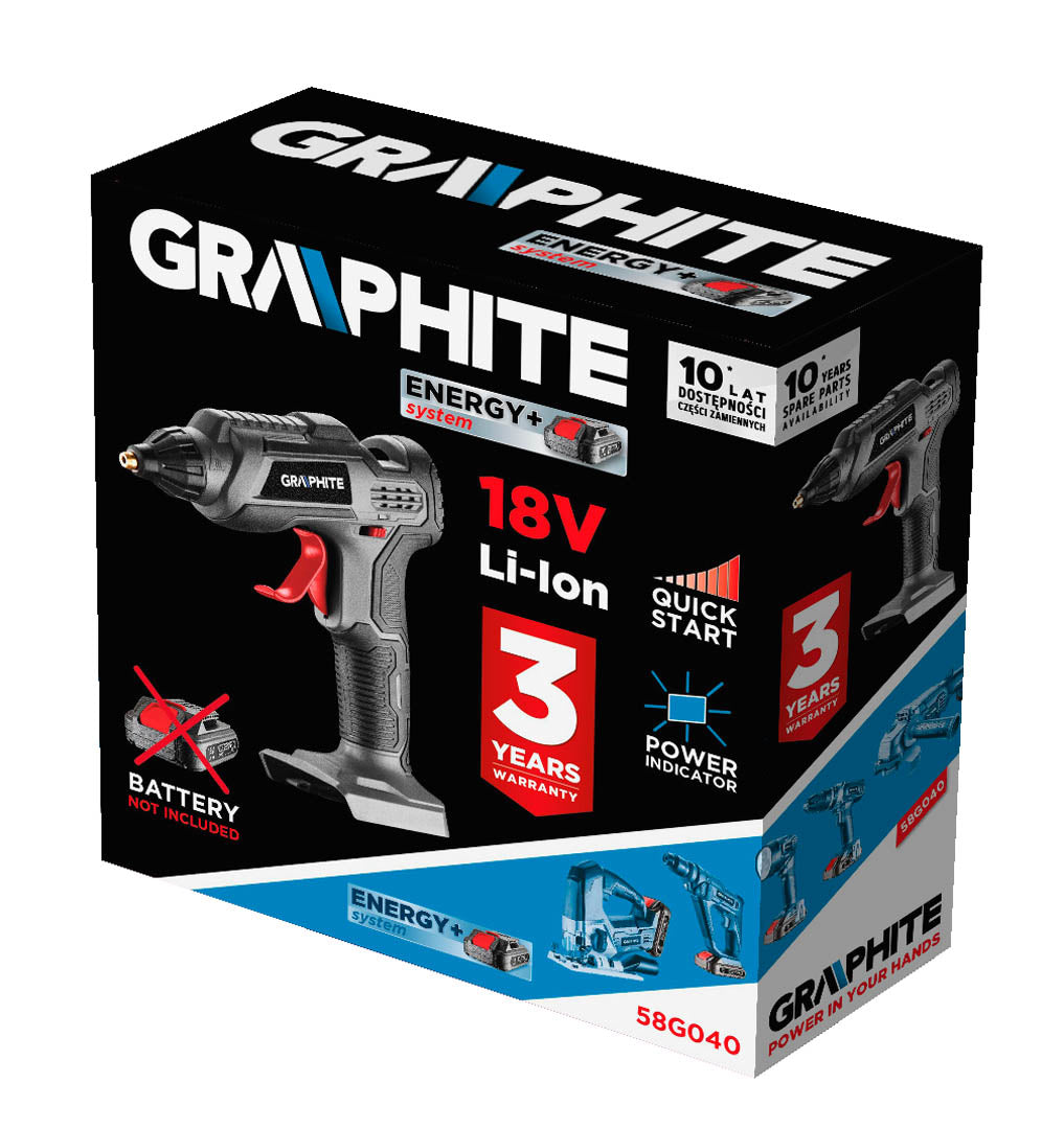 Akumulátorová lepiaca pištoľ Energy+ 18V, Li-Ion, bez akumulátora od GRAPHITE nájdeš na naravis.sk