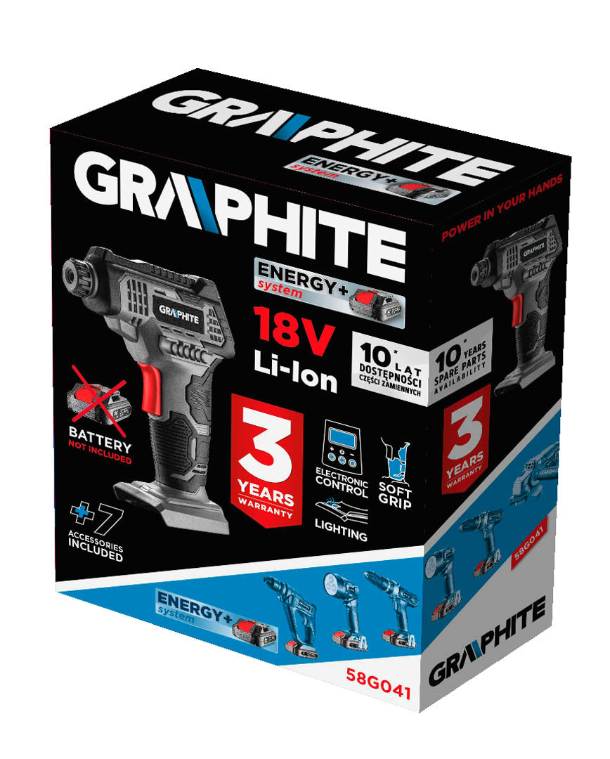 Akumulátorový kompresor Energy+ 18 V, LCD displej, bez batérie od GRAPHITE nájdeš na naravis.sk