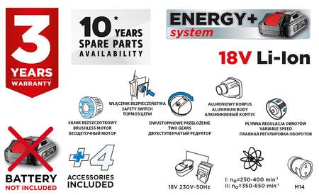 Akumulátorový mixér bezkartáčové Energy+ 18V, ot: I: 250-400 min-1, II: 350-650 min-1 od GRAPHITE nájdeš na naravis.sk