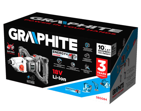 Akumulátorový mixér bezkartáčové Energy+ 18V, ot: I: 250-400 min-1, II: 350-650 min-1 od GRAPHITE nájdeš na naravis.sk