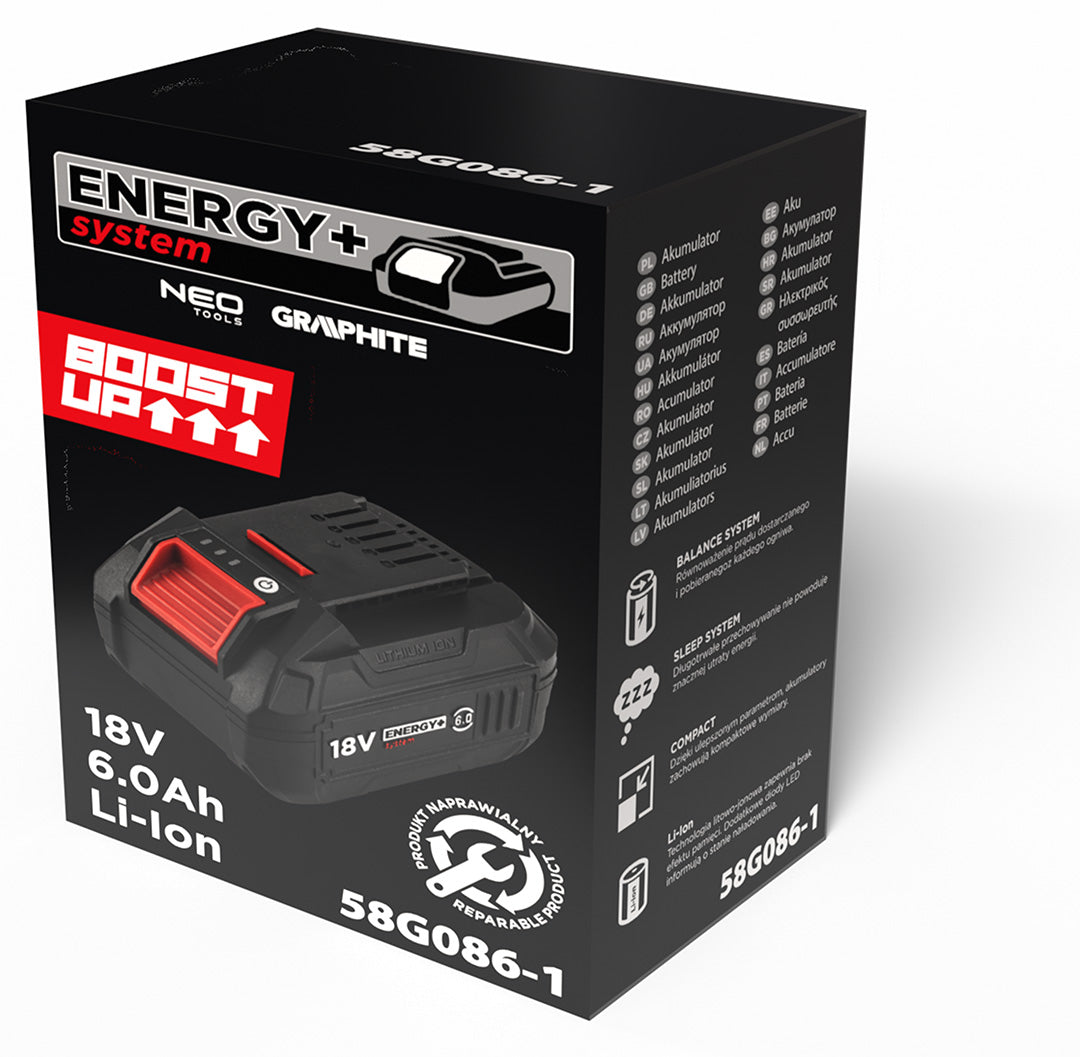 Akumulátor Energy+ 18V Li-Ion 6,0 Ah BOOST UP od GRAPHITE nájdeš na naravis.sk