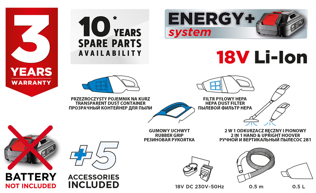 Akumulátorový 18 V akumulátorový vertikutátor a ručný vysávač 2 v 1 Energy+, batéria nie je súčasťou dodávky od GRAPHITE nájdeš na naravis.sk