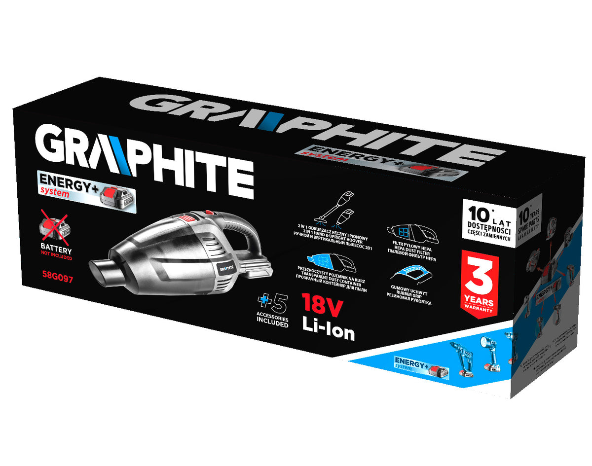 Akumulátorový 18 V akumulátorový vertikutátor a ručný vysávač 2 v 1 Energy+, batéria nie je súčasťou dodávky od GRAPHITE nájdeš na naravis.sk
