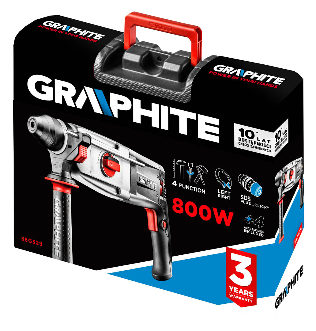 Vŕtacie kladivo SDS+ 800 W, kufrík od GRAPHITE nájdeš na naravis.sk