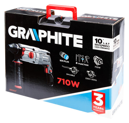 Príklepová vŕtačka SDS+ 710 W, kufor od GRAPHITE nájdeš na naravis.sk