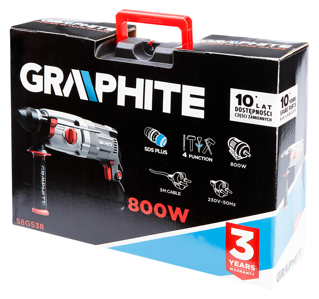 800 W vŕtacie kladivo SDS+, s kufríkom od GRAPHITE nájdeš na naravis.sk