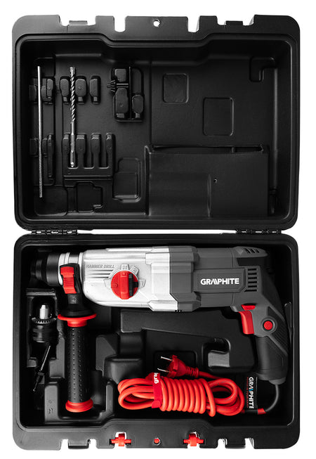 Vŕtacie kladivo SDS+ 900W, kufor od GRAPHITE nájdeš na naravis.sk