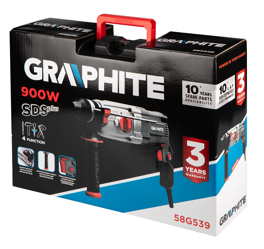 Vŕtacie kladivo SDS+ 900W, kufor od GRAPHITE nájdeš na naravis.sk