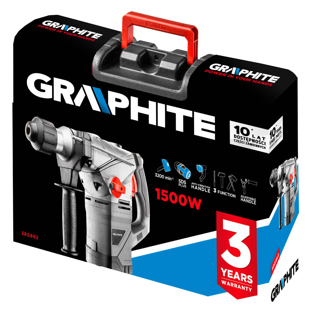 Vŕtacie kladivo, SDS +, 1500 W od GRAPHITE nájdeš na naravis.sk