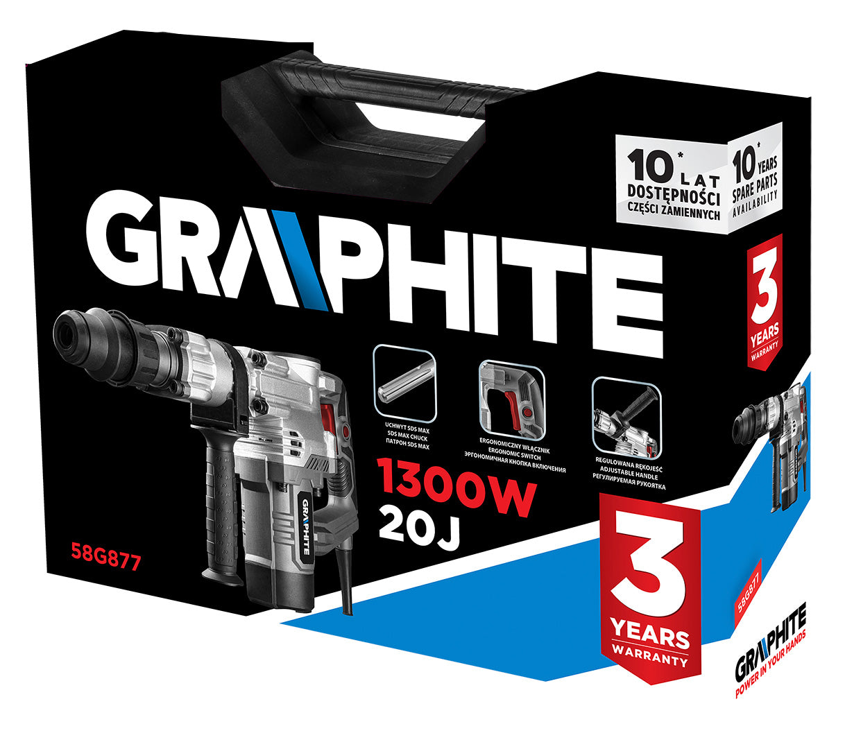 Sekacie kladivo SDS Max 1300 W, kufrík od GRAPHITE nájdeš na naravis.sk