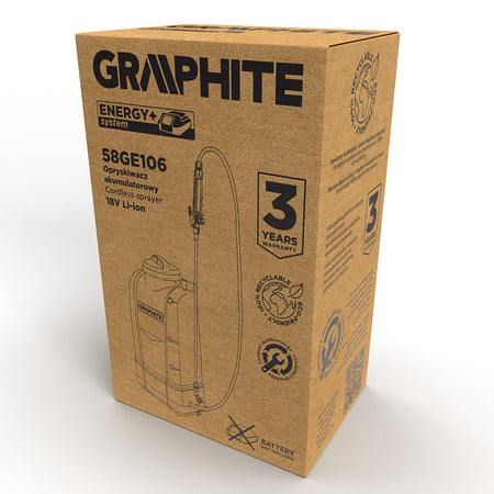 Energy + 18V, Li-lon akumulátorový postrekovač, 15L nádrž, bez akumulátora od GRAPHITE nájdeš na naravis.sk