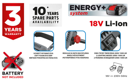 Energy+ 18V Li-lon akumulátorová lampa, bez akumulátora od GRAPHITE nájdeš na naravis.sk