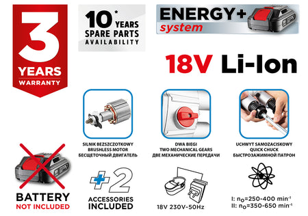 Energy+ 18V bezkartáčový dvojitý mixér bez akumulátora od GRAPHITE nájdeš na naravis.sk