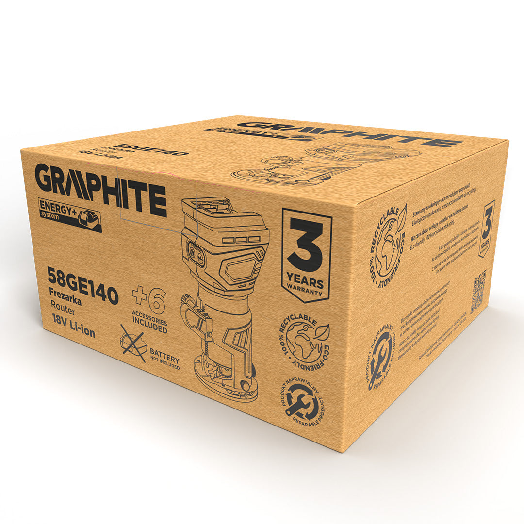 18V akumulátorový bezkartáčový frézovač Energy+ od GRAPHITE nájdeš na naravis.sk