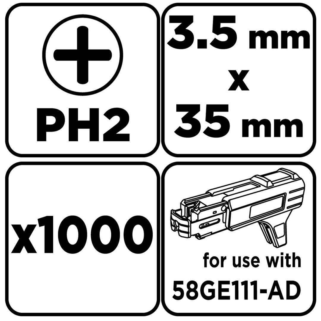 Skrutky do pásky 3,2x35 mm univerzálne, pre 58GE111-AD, 1000 kusov od GRAPHITE nájdeš na naravis.sk