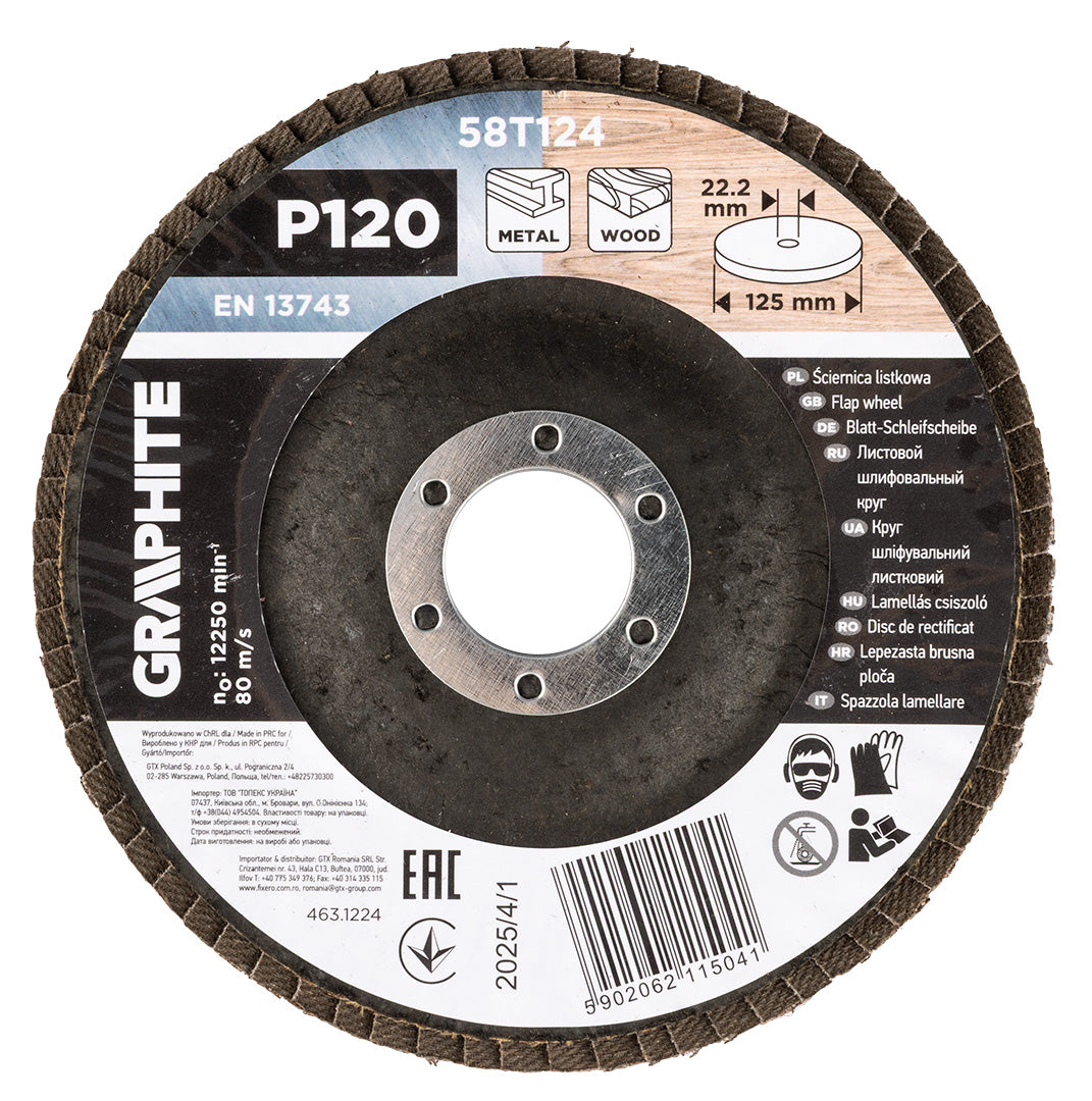 Klapkové koleso 125 x 22,2 mm, P120 od GRAPHITE nájdeš na naravis.sk