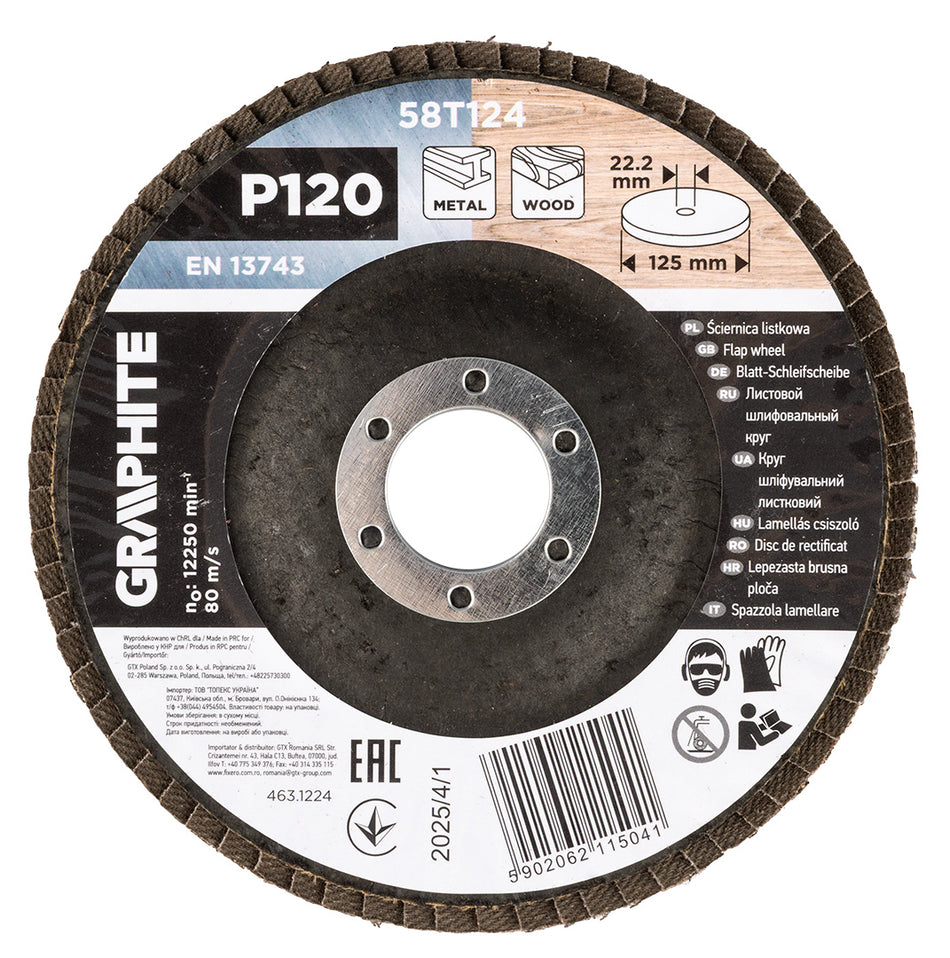 Klapkové koleso 125 x 22,2 mm, P120 od GRAPHITE nájdeš na naravis.sk