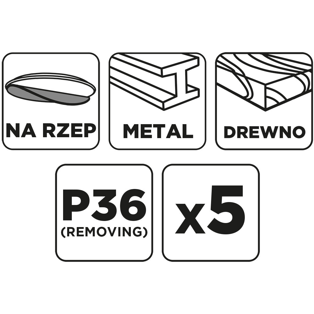 Brúsne kotúče so suchým zipsom 150 mm, P36, 5 ks, bez otvorov od GRAPHITE nájdeš na naravis.sk