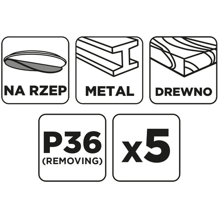 Brúsne kotúče so suchým zipsom 150 mm, P36, 5 ks, bez otvorov od GRAPHITE nájdeš na naravis.sk