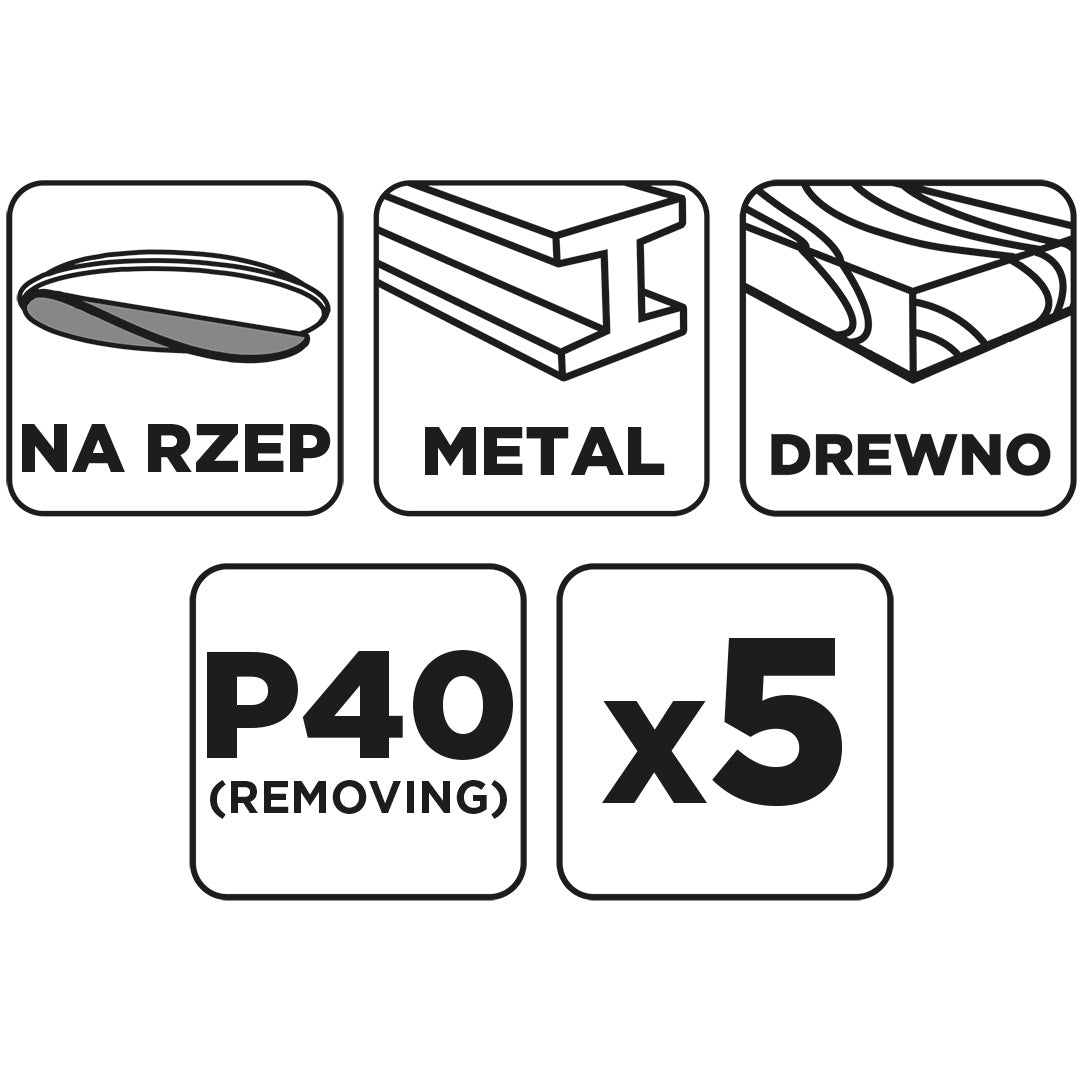 Brúsne kotúče so suchým zipsom 150 mm, P40, 5 ks, bez otvorov od GRAPHITE nájdeš na naravis.sk