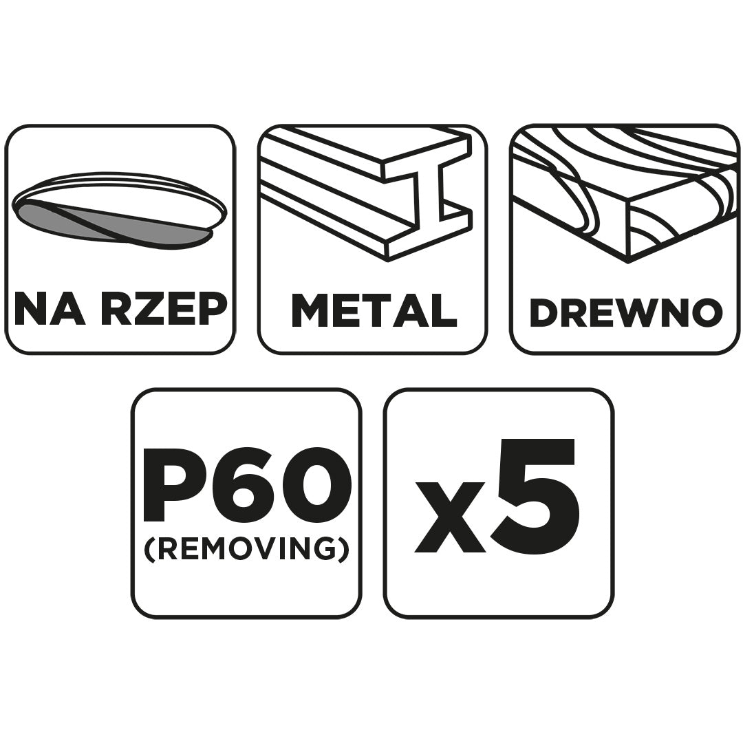 Brúsne kotúče so suchým zipsom 150 mm, P60, 5 ks, bez otvorov od GRAPHITE nájdeš na naravis.sk