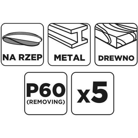 Brúsne kotúče so suchým zipsom 150 mm, P60, 5 ks, bez otvorov od GRAPHITE nájdeš na naravis.sk