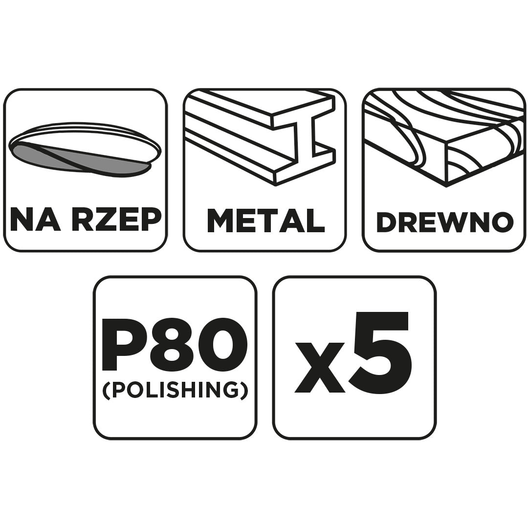 Brúsne kotúče so suchým zipsom 150 mm, P80, 5 ks, bez otvorov od GRAPHITE nájdeš na naravis.sk