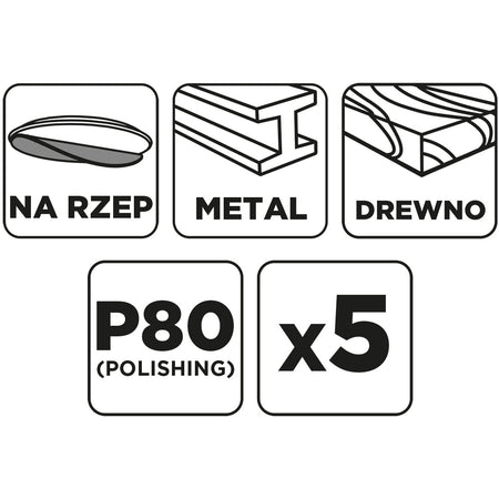 Brúsne kotúče so suchým zipsom 150 mm, P80, 5 ks, bez otvorov od GRAPHITE nájdeš na naravis.sk