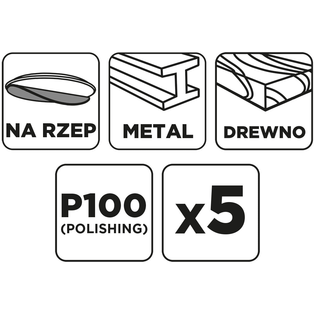 Brúsne kotúče so suchým zipsom 150 mm, P100, 5 ks, bez otvorov od GRAPHITE nájdeš na naravis.sk