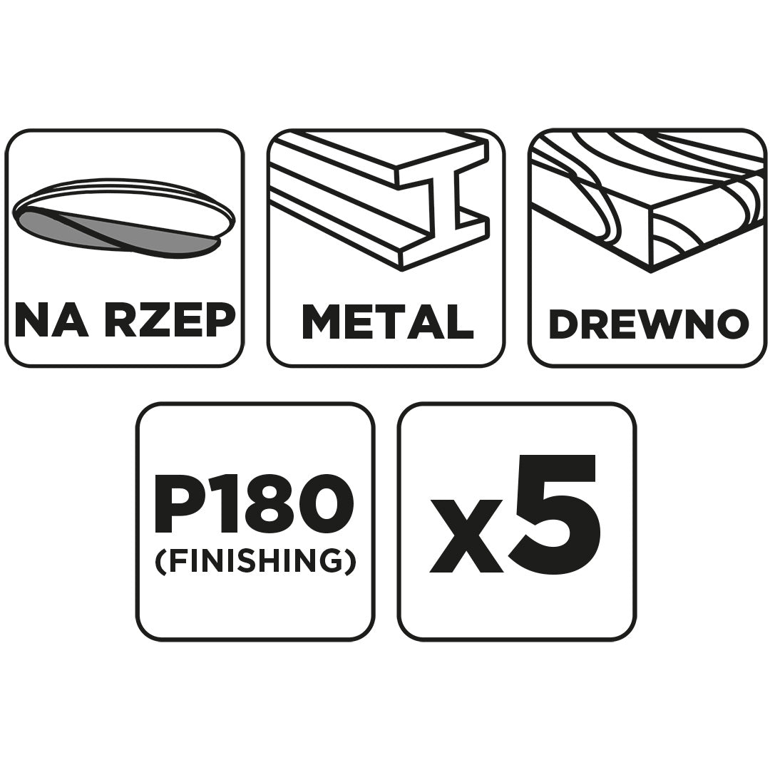 Brúsne kotúče so suchým zipsom 150 mm, P180, 5 ks, bez otvorov od GRAPHITE nájdeš na naravis.sk
