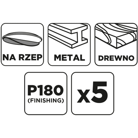Brúsne kotúče so suchým zipsom 150 mm, P180, 5 ks, bez otvorov od GRAPHITE nájdeš na naravis.sk