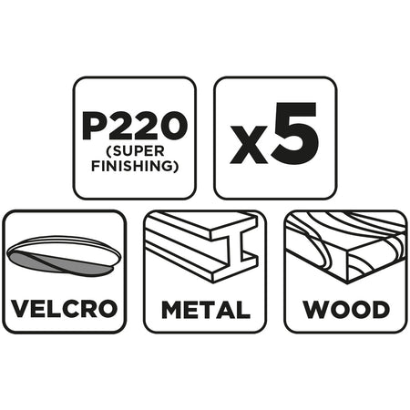 Brúsne kotúče so suchým zipsom 125 mm, P220, 5 ks, bez otvorov od GRAPHITE nájdeš na naravis.sk