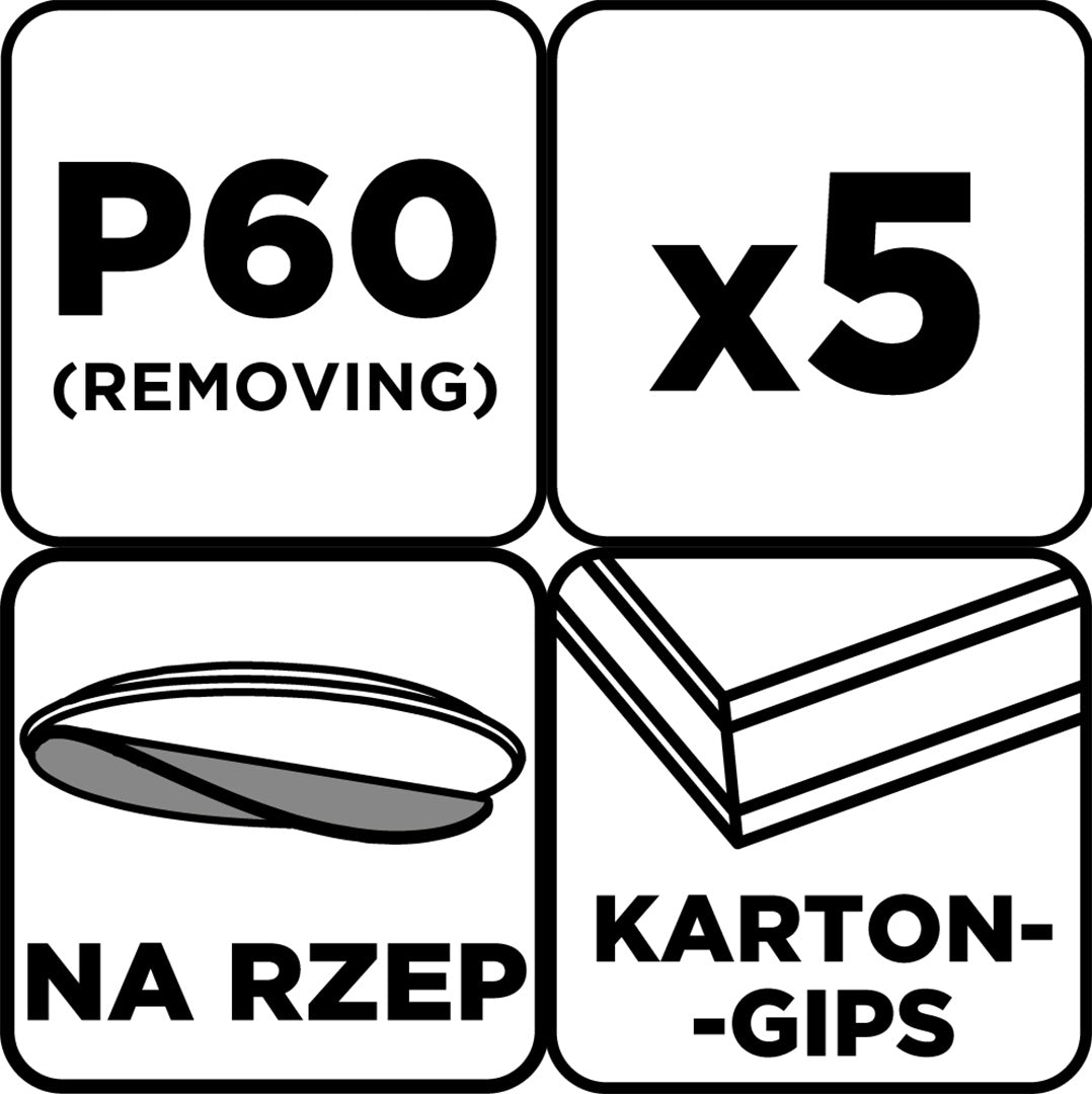 Brúsne kotúče, perforované, s otvormi na suchý zips 225 mm, P60, 5 ks. od GRAPHITE nájdeš na naravis.sk