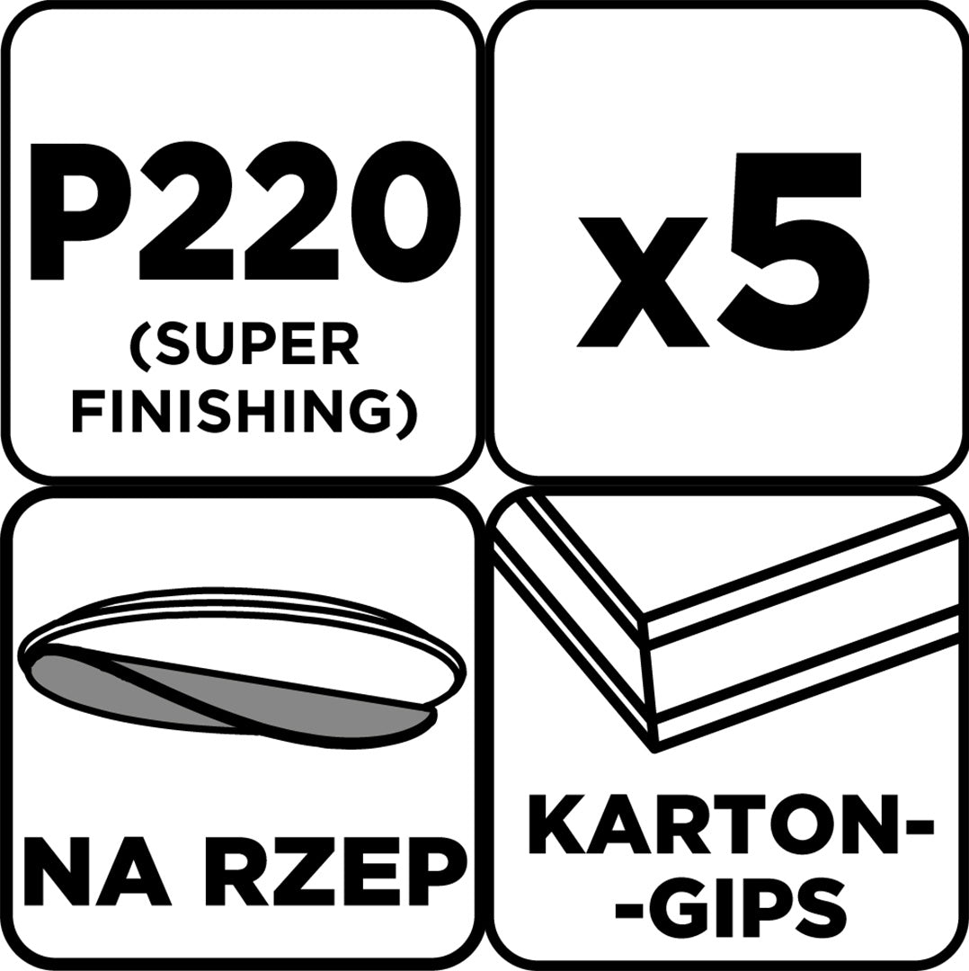 Brúsne kotúče, perforované, s otvormi na suchý zips 225 mm, P220, 5 ks. od GRAPHITE nájdeš na naravis.sk