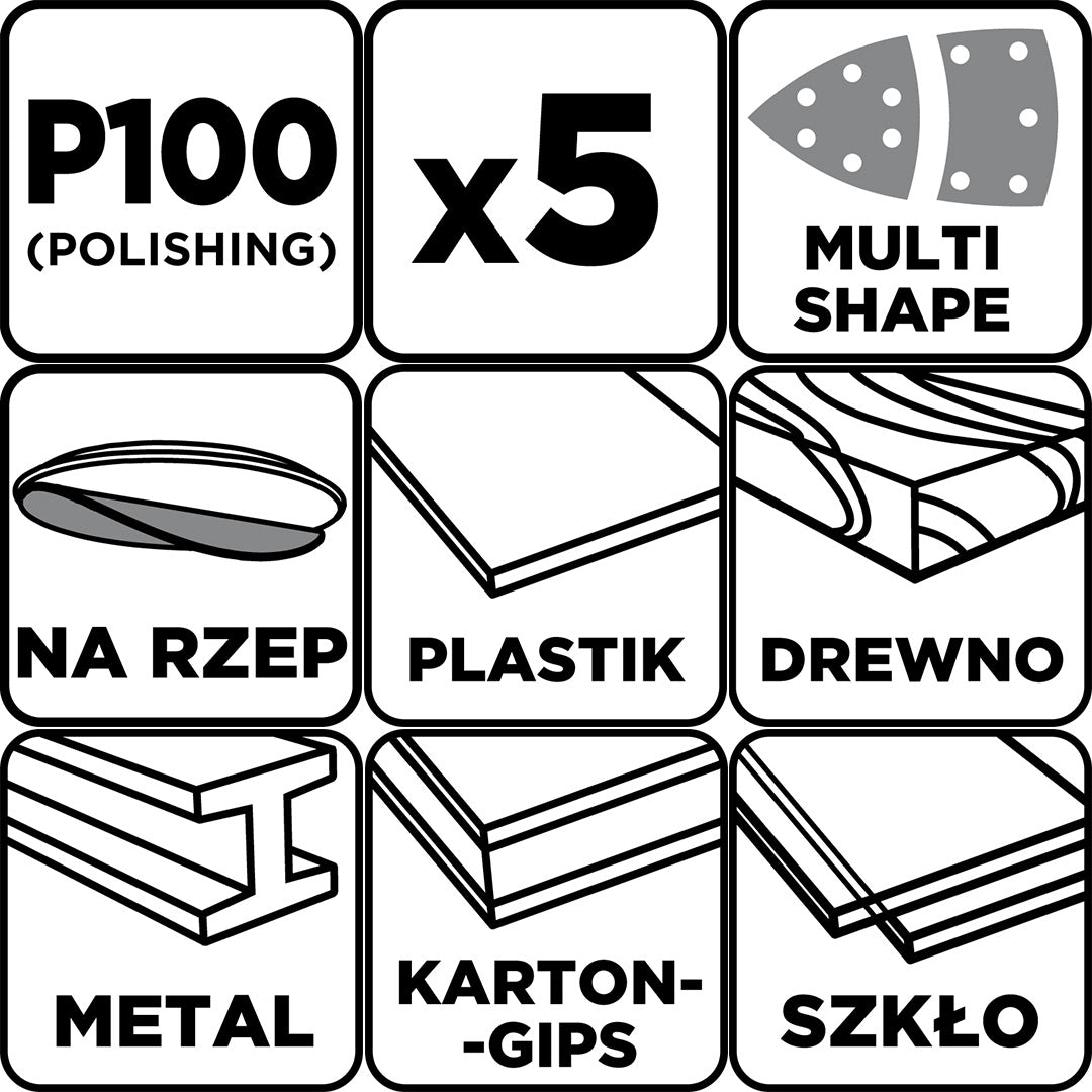 Brúsne listy so suchým zipsom, železo 102 x 152 mm, P100, 5 ks, s 11 otvormi od GRAPHITE nájdeš na naravis.sk