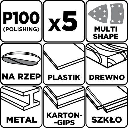 Brúsne listy so suchým zipsom, železo 102 x 152 mm, P100, 5 ks, s 11 otvormi od GRAPHITE nájdeš na naravis.sk
