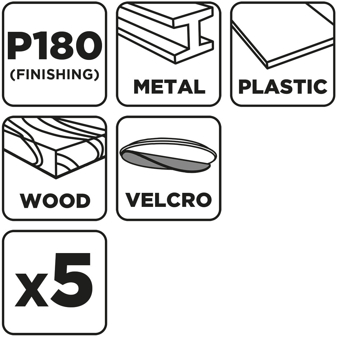 Delta brúsne listy so suchým zipsom 93 x 93 mm, P180, 5 ks, so 6 otvormi od GRAPHITE nájdeš na naravis.sk