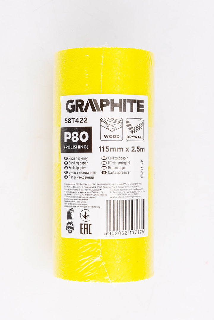 Žltý brúsny papier na rolke 2,5 m x 115 mm, P80 od GRAPHITE nájdeš na naravis.sk