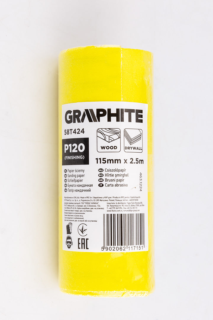 Žltý brúsny papier na rolke 2,5 m x 115 mm, P120 od GRAPHITE nájdeš na naravis.sk