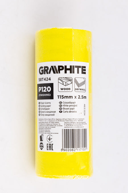 Žltý brúsny papier na rolke 2,5 m x 115 mm, P120 od GRAPHITE nájdeš na naravis.sk