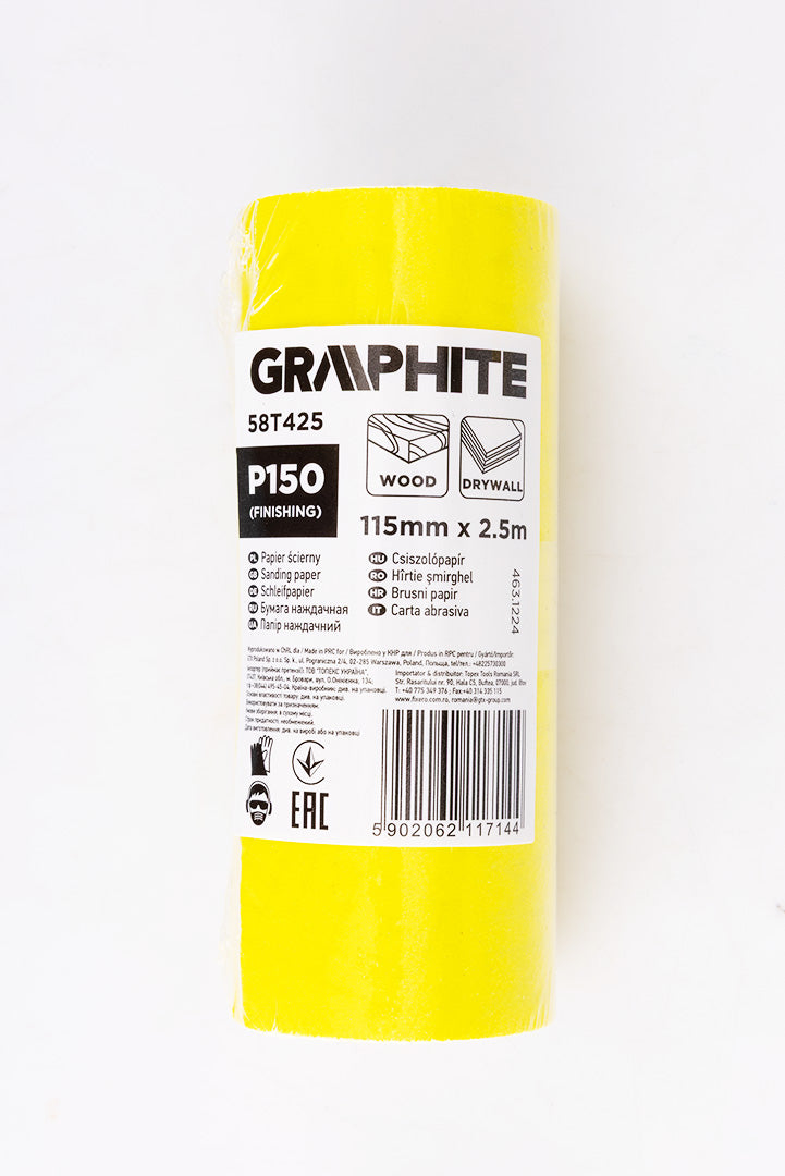Žltý brúsny papier na rolke 2,5 m x 115 mm, P150 od GRAPHITE nájdeš na naravis.sk