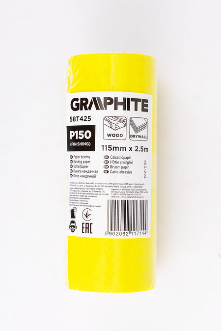 Žltý brúsny papier na rolke 2,5 m x 115 mm, P150 od GRAPHITE nájdeš na naravis.sk